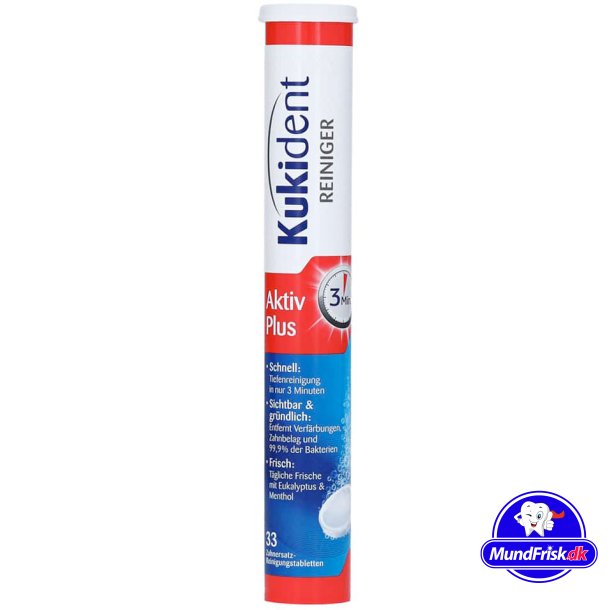 Kukident Aktiv Plus Rense-tabletter til protese 33 stk.