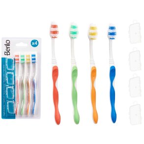 BERILO Tandborstar 4 st. Medium med skyddslock