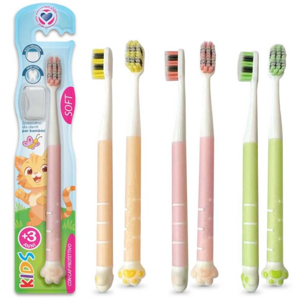 Barntandborste SETABLU Cat Paw 3 r/+