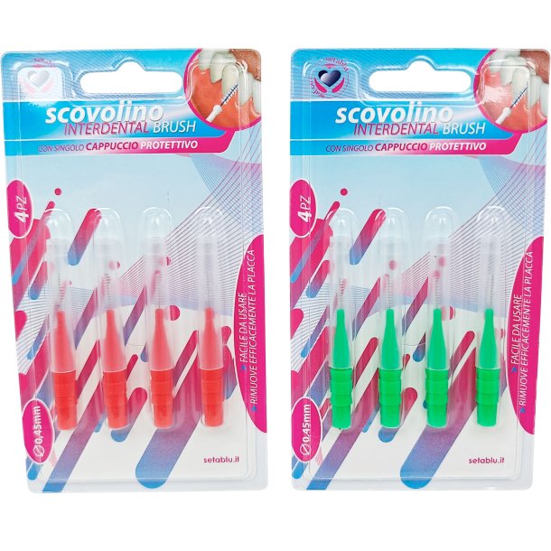 Mellemrumsbrster SETABLU 0.45 mm 4 stk. Inkl. Beskyttelseshtter/Forlngere