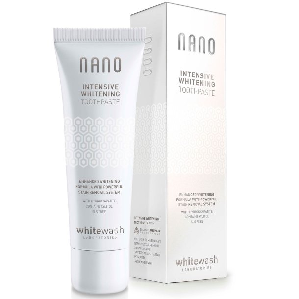 Tandblegning Tandpasta WHITEWASH Intensive Whitening Hydroxyapatit &amp; Xylitol 75ml.