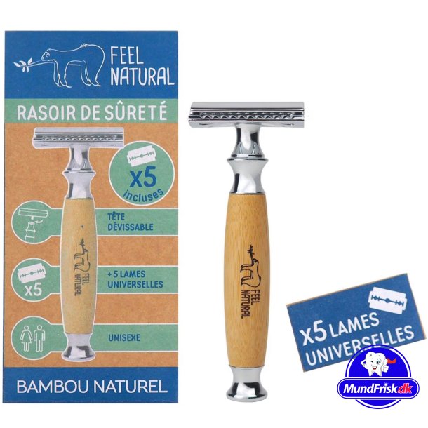 Bambus Barberskraber FEEL NATURAL inkl. 5 Barberblade