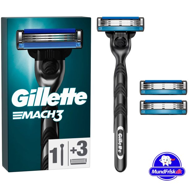 Gillette Mach3 barberhvel svart hndtak inkl. 3 barberblad