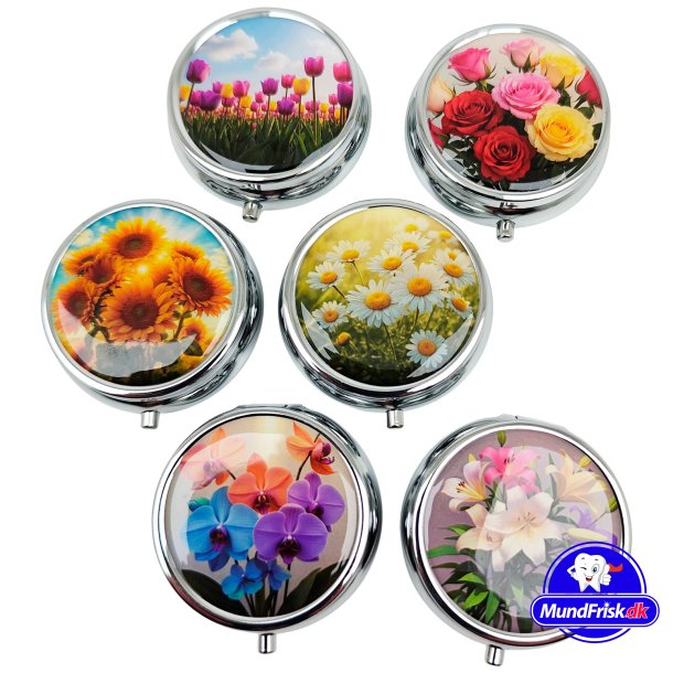 Pillerask Populra Blommor Rund Metall Pillerask 