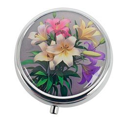 Pilleske Populre Blomster Rund Metal Pilleboks 