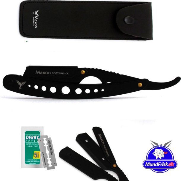 MAXON Deutschland Black Razor + DERBY Rasierklingen + Rasiereretui