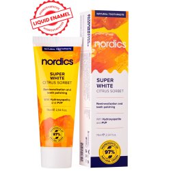 Naturlig hydroxiapatit tandkrm NORDICS Super White Citrus Sorbet 75 ml