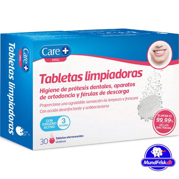 Rengjringstabletter for proteser og tannbeskyttere CARE+ Active Oxygen pcs.