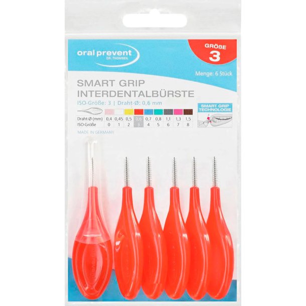 Mellemrumsbrster ORAL PREVENT 6 stk. Smart Grip 0.60 mm ISO 3