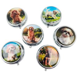 Pilleske Populre Hunde Rund Metal Pilleboks 