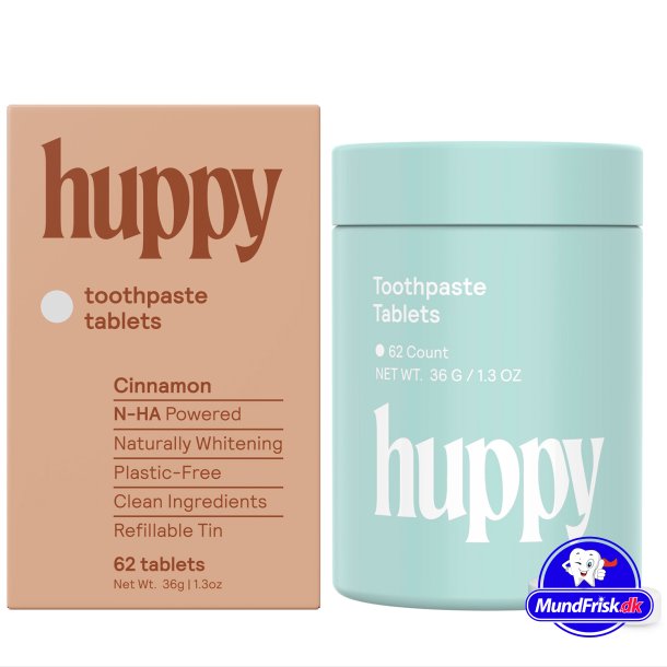 Natrliche Xylitol-Zahnpasta-Tabletten HUPPY Hydroxylapatit- Cinnamon Dose 62 Stk.