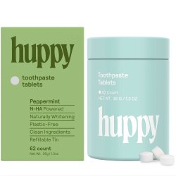 Naturlig Hydroxyapatite tandkrm Tabletter HUPPY Xylitol Peppermint Burk 62 st.