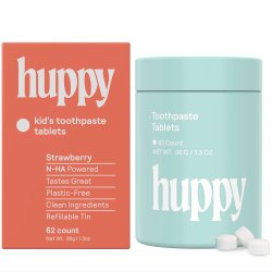 Luonnollinen Hydroxyapatit hammastahna tabletit HUPPY Xylitol Watermelon &amp; Strawberry Tina 62 kpl.