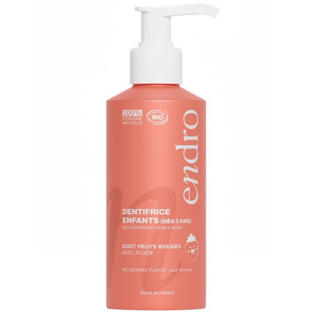 Naturlig barntandkrm ENDRO Red br Fluorid Aluminiumbehllare med pump 175 g