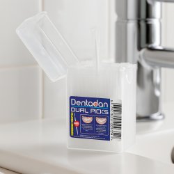 Dentadan Dual Picks 400 pcs. Individuelt pakket plasttannpirkere + interdentalbrste