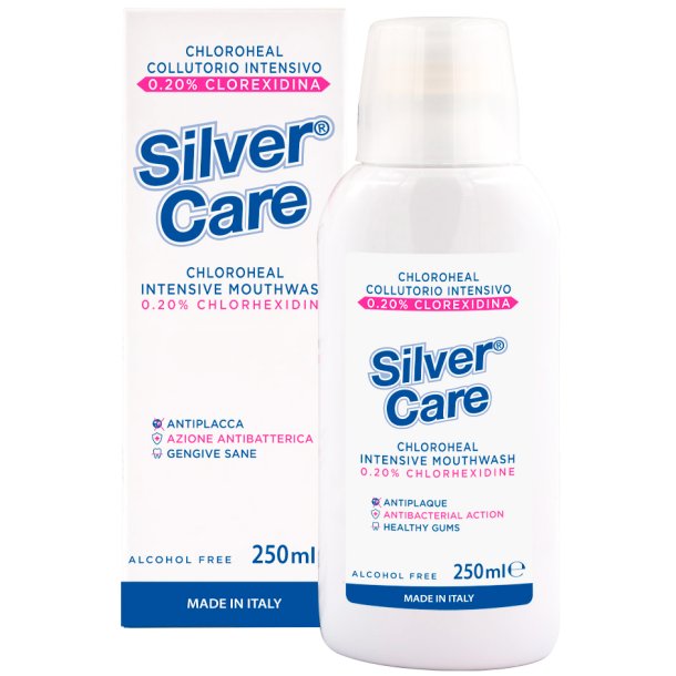 Klorheksidin Munnvann 0,20 % SILVERCARE Intensive 250 ml.