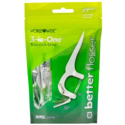 Tannholder WDW 3-in-One Flush-pick-brush WHITE