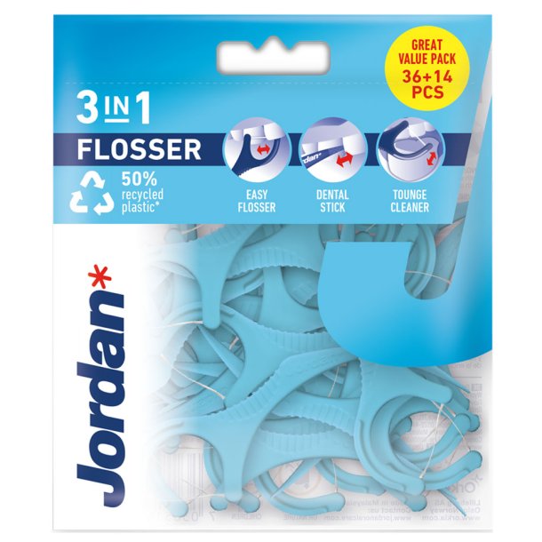 JORDAN 3- in 1 Flosser Tanntrd 50 pcs.