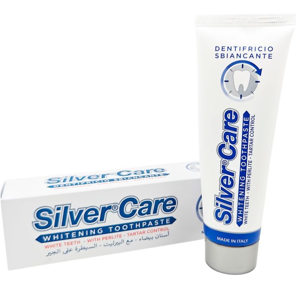 Tannkrem Whitening SILVERCARE Perlitt og kalsiumkarbonat 75 ml