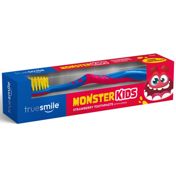 Barnetannkrem TRUESMILE Monster Kids Strawberry 75ml + Tannbrste
