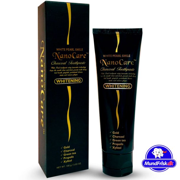 Tandblegning Tandpasta WHITE PEARL NanoCare Black Gold + Xylitol 100g