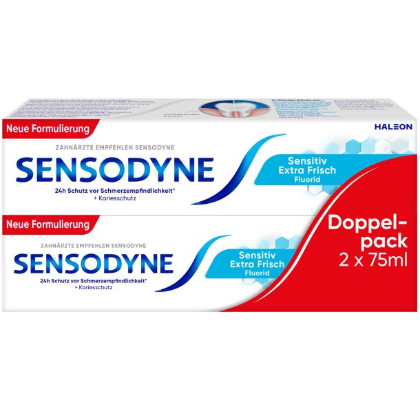 SENSODYNE Tandpasta 2 x 75 ml Sensitiv Extra Fresh Fluorid 