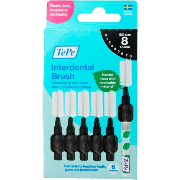 TePe Original Mellemrumsbrster 1.5 mm. ISO 8 SORT 6 stk.