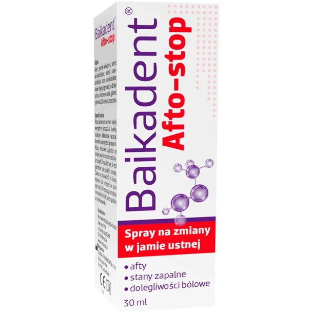 Munnspray for Munnsr &amp; Orale lesjoner BAIKADENT Afto-Stop 30 ml.