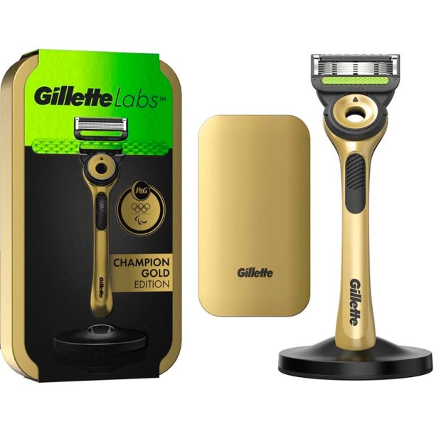 GILLETTE LABS Barberskraber Champion Gold Edition + Magnetdock + Resefodral