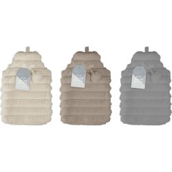 Varmedunk med faux fur-trekk og ste pomponer  1,7 liter