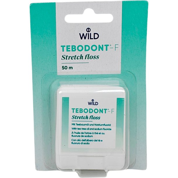 Premium Tanntrd med Tea Tree Oil &amp; Fluor WILD TEBODONT-F Stretch Floss 50 mtr.