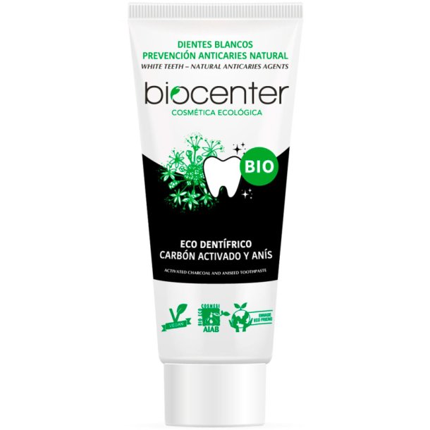 Ekologisk Xylitol Tandpasta BIOCENTER Active Charcoal &amp; Anis 75 ml.