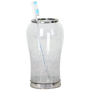 Tandbrsteholder Coyote Crackled Glas & Rustfrit Stl