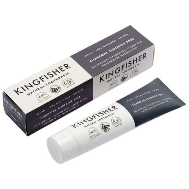 Naturlig Whitening Tannpasta KINGFISHER Charcoal 100 ml