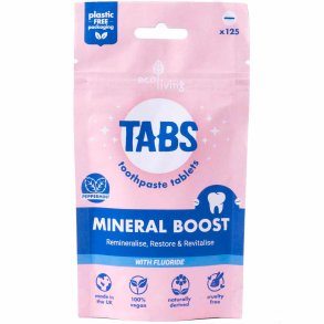 Hydroxyapatit Tandpasta Tabletter ECOLIVING Mineral Boost Peppermint Fluor 125 stk.