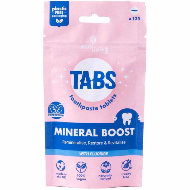 Hydroxyapatit Tandpasta Tabletter ECOLIVING Mineral Boost Peppermint Fluor 125 stk.