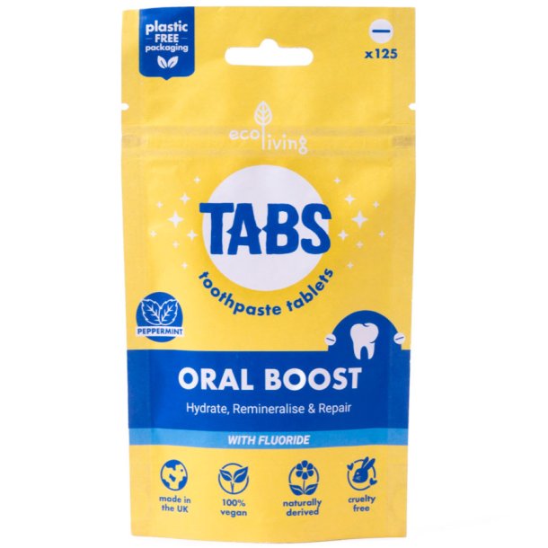 Hydroxyapatit Tandkrm Tabletter ECOLIVING Oral Boost Peppermint Fluor 125 st.