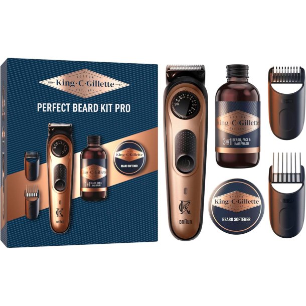 GILLETTE King C. Pro Gaveske Elektrisk Skgtrimmer + Beard Wash + Beard Softener