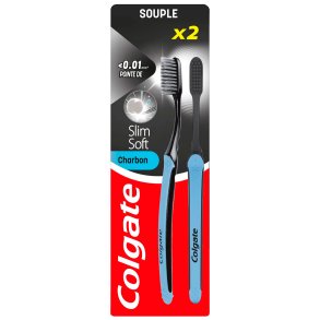 COLGATE Tandbrster 2 stk. Slim Soft Charcoal