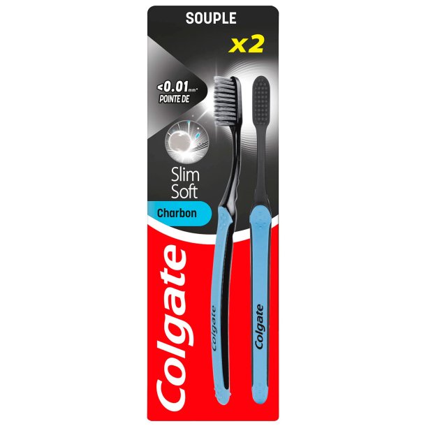 COLGATE Tandborstar 2 st. Slim Soft Charcoal