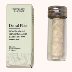 Naturlig Silke Tandtrd THE WASTE LESS SHOP 27 mtr. + Glasdispenser