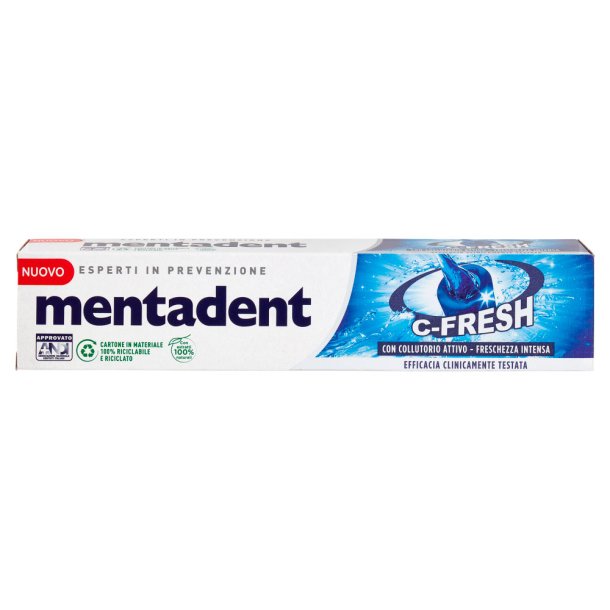 Tannkrem med Aktivt Munnvann MENTADENT C-Fresh 75 ml