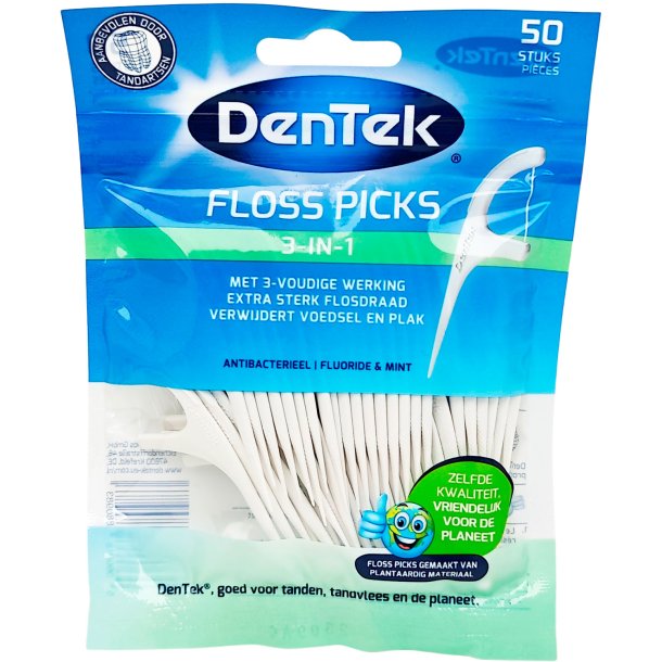 DENTEK Eco Tripple Clean Floss Picks Tandtrdsbyglar 50 st.