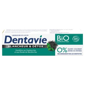 Ekologisk Whitening Tandkr�m DENTAVIE Blancheur & D�tox + Xylitol 75 ml