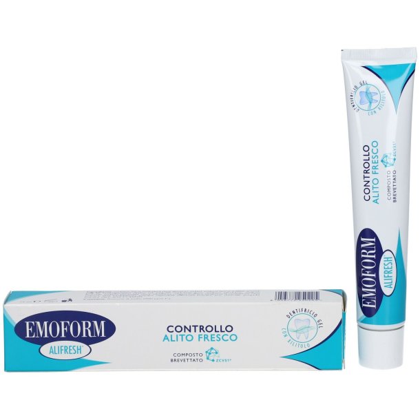 Xylitol Tandkrm mot Dlig Andedrkt EMOFORM Alifresh Fresh Breath Control 75 ml.