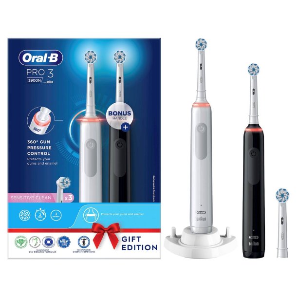 Oral B Pro 3 3900 Sensitive Clean DUO El-tandbrster 2 stk.