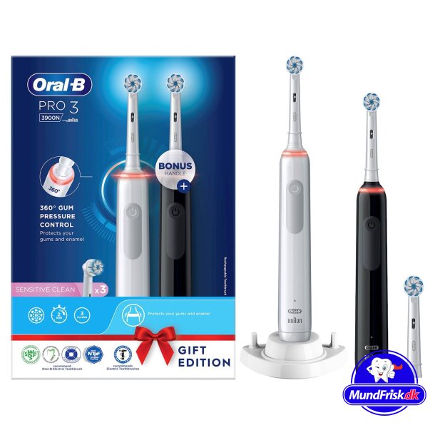 Oral B Pro 3 3900 Sensitive Clean DUO Eltandborstar 2 st.