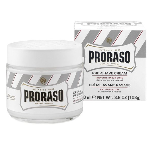 PRORASO Pre-Shave Cream White Line Green Tea &amp; Oatmeal 100 ml