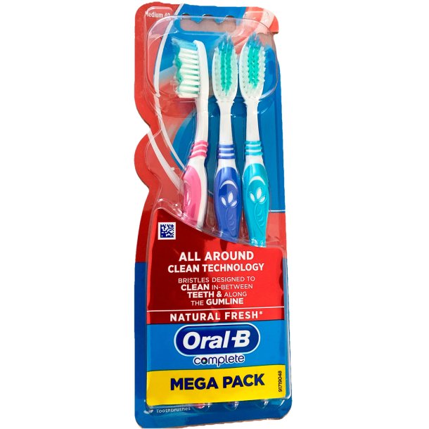 ORAL-B Natural Fresh Tandbrster 3 stk. Complete All Around Clean Medium 40
