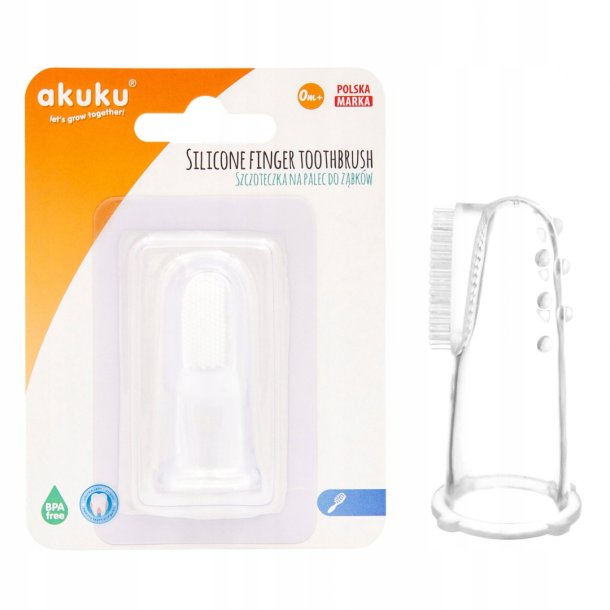 Sknsom tandbrste til babyer AKUKU Silicone Finger Toothbrush